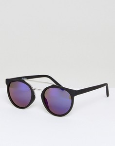 Черные круглые солнцезащитные очки с синими стеклами Jeepers Peepers - Черный