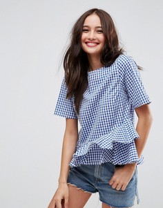 Клетчатая футболка с оборкой ASOS - Мульти