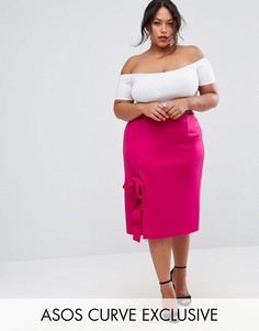 Юбка-карандаш с бантом ASOS CURVE - Розовый