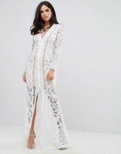 Кружевное платье макси с глубоким вырезом Forever Unique - Белый