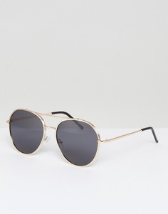 Солнцезащитные очки-авиаторы в золотистой металлической оправе AJ Morgan - Золотой