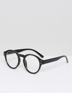Круглые очки в черной оправе с прозрачными стеклами AJ Morgan - Черный