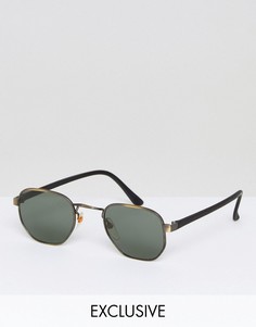 Круглые солнцезащитные очки в серебристой металлической оправе Reclaimed Vintage - Серебряный