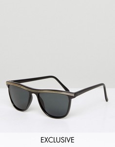 Черные квадратные солнцезащитные очки с золотистой отделкой Reclaimed Vintage Inspired - Черный