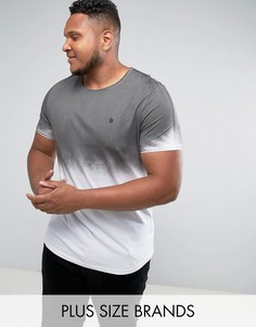 Удлиненная обтягивающая футболка с эффектом омбре Noose & Monkey PLUS - Серый