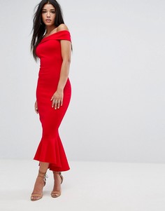 Красное платье макси с открытыми плечами Lipsy - Красный