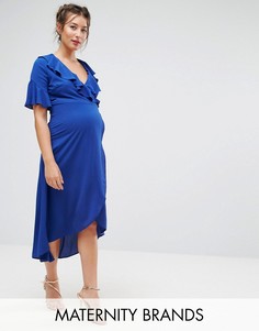 Платье с запахом и асимметричным подолом Queen Bee Maternity - Синий