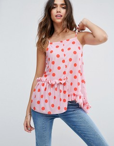 Асимметричный топ в горошек с оборками ASOS - Мульти