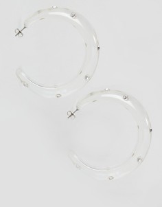 Прозрачные серьги-кольца с камнями Monki - Прозрачный