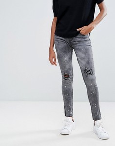 Укороченные джинсы скинни Pieces Rika - Серый