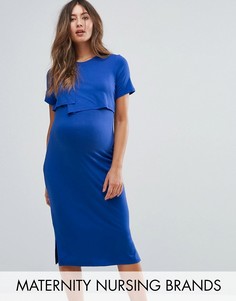 Облегающее платье миди для кормящих мам & You - Синий