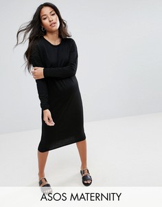 Платье миди с круглым вырезом ASOS MATERNITY - Черный