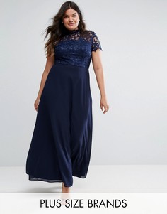 Платье макси 2 в 1 с кружевом Chi Chi London Plus - Темно-синий