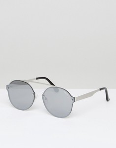 Круглые солнцезащитные очки в серебристой оправе Quay Australia Camden Heights - Серебряный