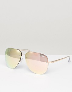 Солнцезащитные очки-авиаторы в оправе цвета розового золота Quay Australia Muse - Золотой