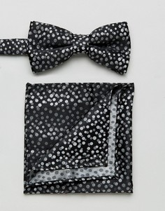 Черные галстук-бабочка и платок для нагрудного кармана в горошек New Look - Черный