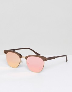 Квадратные солнцезащитные очки с розовыми стеклами New Look - Золотой
