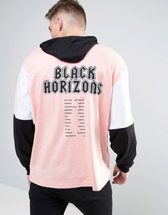 Oversize-лонгслив с капюшоном и принтом Black Horizons на спине ASOS - Розовый