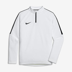 Футболка для футбольного тренинга с длинным рукавом и молнией 1/4 для школьников Nike Dry