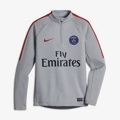 Футболка для футбольного тренинга с длинным рукавом и молнией 1/4 для школьников Paris Saint-Germain Nike