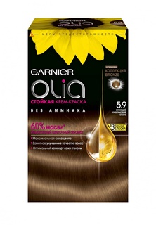 Крем-краска Garnier стойкая для волос Olia без аммиака оттенок 5.9 Сияющий каштановый бронз, 160 мл