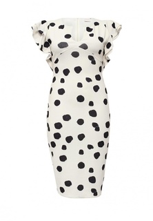 Платье Just Joan PENCIL DRESS WITH FRILL SLEEVE IN SPOT PRINT