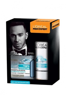 Набор LOreal Paris Гель для бритья Men Expert для чувствительной кожи, 200 мл, Лосьон после бритья Men Expert Гидра Сенситив увлажняющий для чувствительной кожи, 100 мл