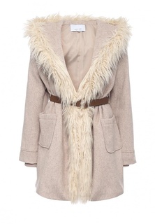 Пальто LOST INK FUR TRIM LARGE HOODED BELTED COAT