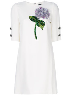 платье с аппликацией гортензии Dolce & Gabbana