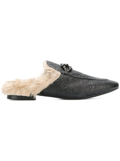 embellished fur mules Emanuela Caruso