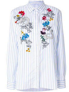 рубашка в полоску с цветочной вышивкой  Ermanno Scervino