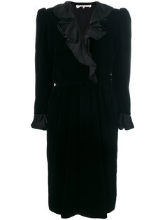 платье с длинными рукавами и оборками Yves Saint Laurent Vintage