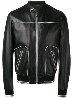 кожаная куртка с контрастной окантовкой Dolce & Gabbana