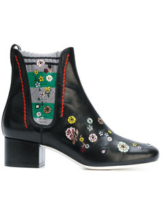 floral embroidered ankle boots Fendi