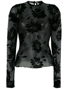 прозрачная блузка с цветочным кружевом Romeo Gigli Vintage