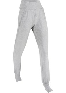 Длинные спортивные трикотажные брюки со штрипками (светло-серый меланж) Bonprix