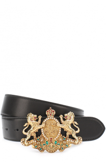 Кожаный ремень с фигурной пряжкой с декором Ralph Lauren