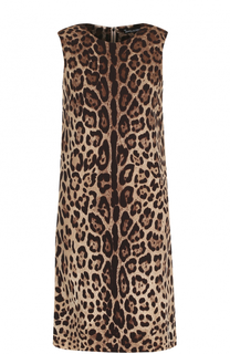 Шелковое мини-платье с леопардовым принтом Dolce &amp; Gabbana