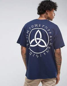 Футболка оверсайз с принтом на спине HNR LDN - Темно-синий Honour