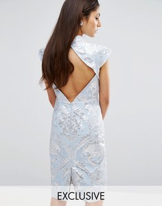 Парчовое платье‑футляр с открытой спиной Chi Chi London - Синий