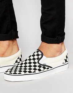 Кеды-слипоны с шахматным дизайном Vans VEYEBWW - Черный