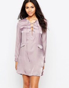 Платье-туника со шнуровкой спереди Neon Rose - Фиолетовый
