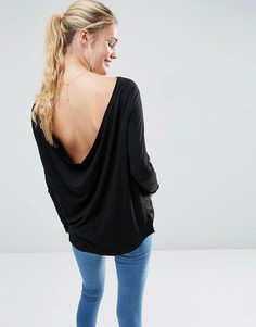 Топ с глубоким V-образным вырезом сзади и длинными рукавами ASOS - Черный