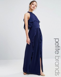 Платье макси с высокой горловиной и оборками TFNC Petite Wedding - Темно-синий