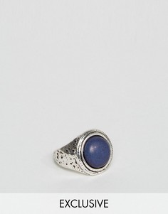 Серебристое кольцо с крупным синим камнем DesignB эксклюзивно для ASOS - Серебряный