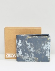 Кожаный бумажник с камуфляжным принтом ASOS - Синий