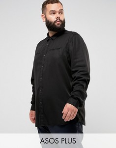 Черная рубашка классического кроя в стиле вестерн из вискозы ASOS PLUS - Черный