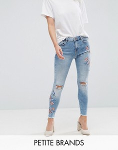 Зауженные джинсы с вышивкой New Look Petite - Синий