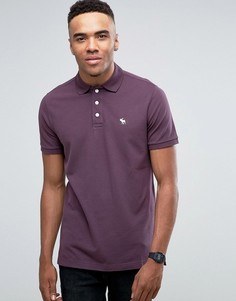 Эластичное поло из пике сливового цвета с логотипом Abercrombie & Fitch - Красный