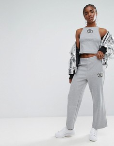 Укороченные брюки с широкими штанинами и отделкой Adidas Originals Co Ord - Кремовый